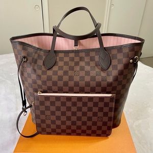 Louis Vuitton Neverfull MM Damier Ebene Rose Ballerine 🌸